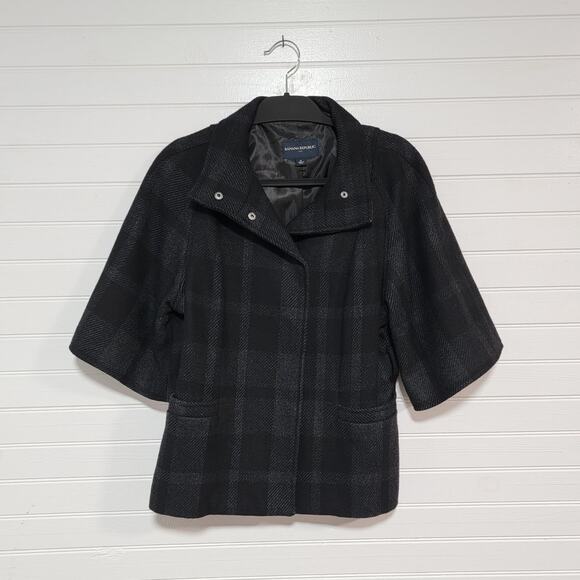 Banana Republic Wool Blend Tartan Plaid Jacket Preppy Plazacore Professional Top - Picture 1 of 9